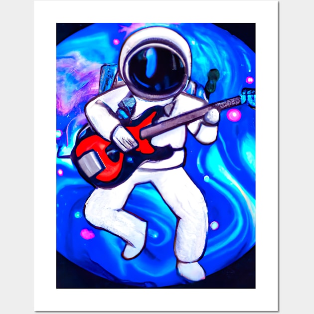 Astronaut Plays Guitar Wall Art by maxcode